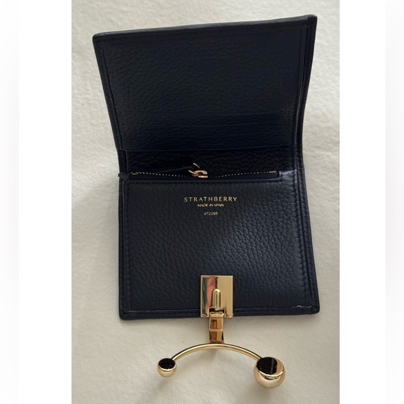 Strathberry Navy Blue Crecent Calf Leather Wallet - Picture 5 of 11